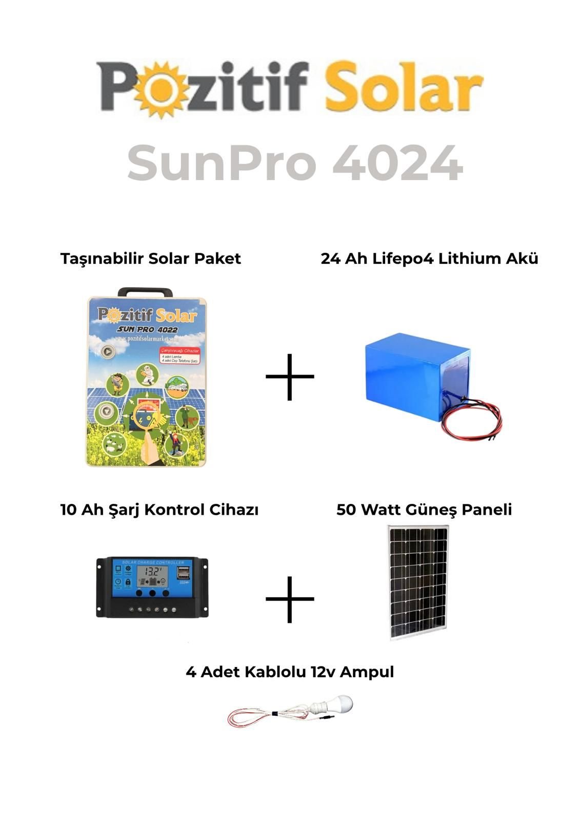 SunPro4025 Taşınabilir Güç Kaynağı Solar Jenaratör Hazır Set