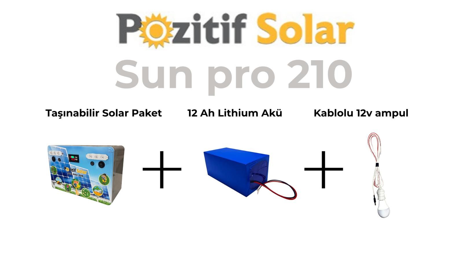 SunPro 210 Taşınabilir Güç Kaynağı Solar Jenaratör Hazır Set 12 Ah Lifepo4