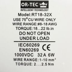 DC Sigorta Devre Kesici 1000V 32A OR-TEC Solar RT18-32X